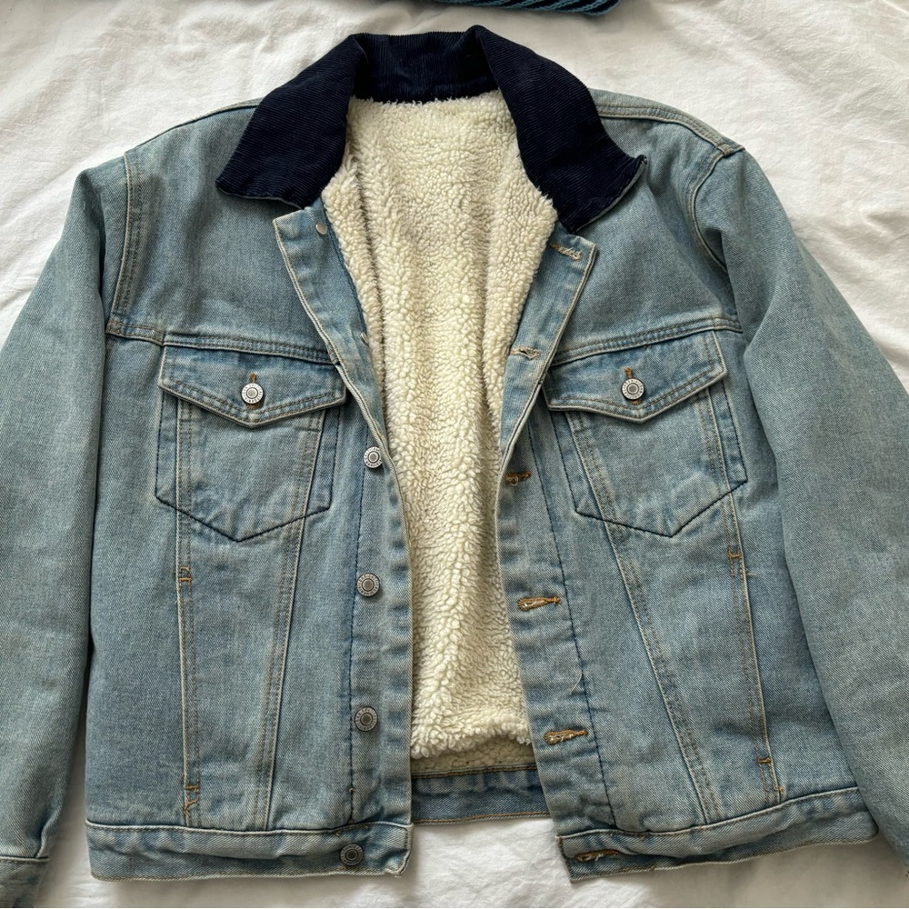 Denim sherpa lined jacket